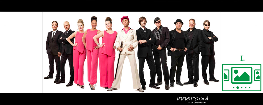 das slideshow-Fenster für 'ecco-meineke.de' anzeigen ...
Ecco DiLorenzo (voc) - Cool Daddy G. (keyb) - Mr.Bubbles (git) - Piot Tictacowski (b) - Wolfman Slim (dr) - Miss Curley Crunch (voc) - Miss My Love (voc) - Miss Sugar Kane (voc) - Tom Shreve (tb) - Tom Toot-in-the-tin (ts) - Big Boy Godzilla (tp)