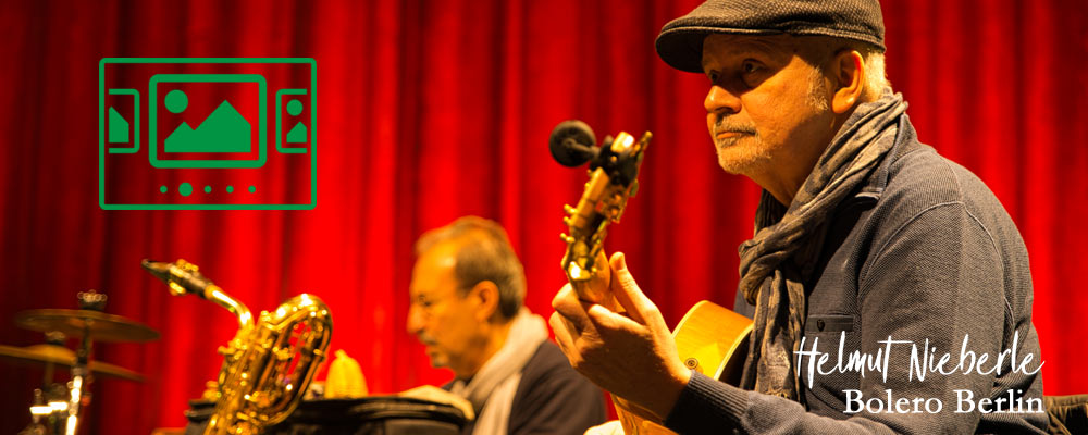 das slideshow-Fenster für 'helmutnieberle.de' anzeigen ...
Martin Stegner (va) - Stephan Holstein (cl) - Raphael Haeger (p) - Esko Laine (b) - Daniel Topo Gioia (perc) - Franzi Forster (fl, sax) - Helmut Nieberle (7-string g)